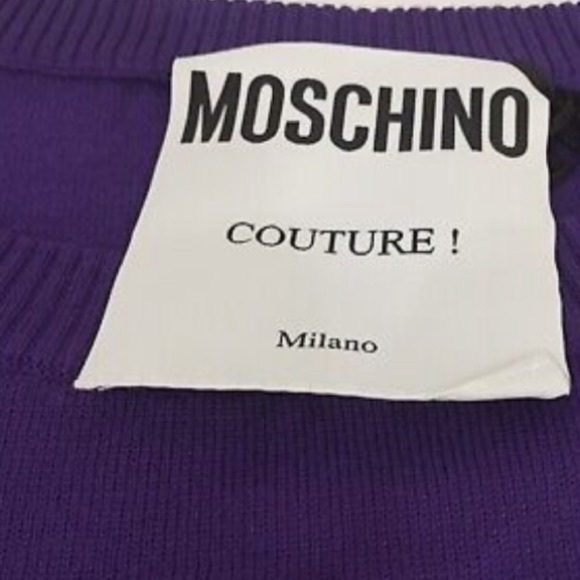 Moschino Fall 2015 Loony Tunes Foghorn Leghorn purple wool sweater dress size S - Picture 11 of 11